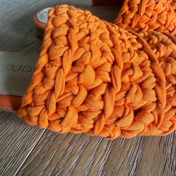 SHEKUDO Amaro Knit Strap Slide Sandal in Tangerine - Picture 7 of 11